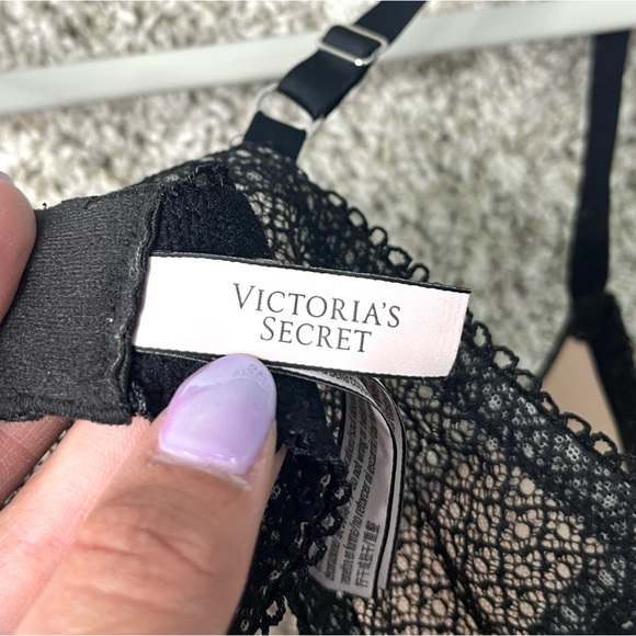 Victoria’s Secret Bra Women’s 36C Dream Angels Black Lace Push-Up - Picture 4 of 5